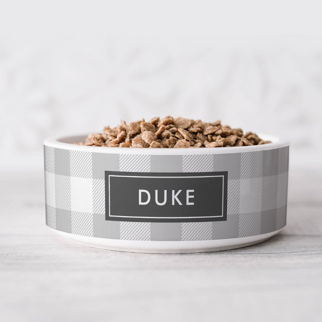 Écuelle Buffalo gris Nom du chèque Monogramme (Créateur téléchargé)