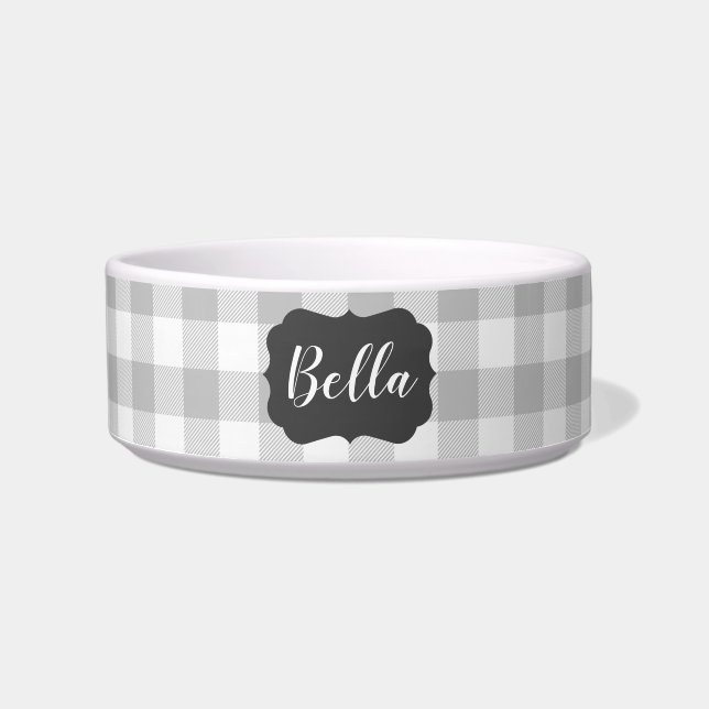Écuelle Buffalo Plaid Chalkboard Étiquette Petit Chat Chie (Devant)