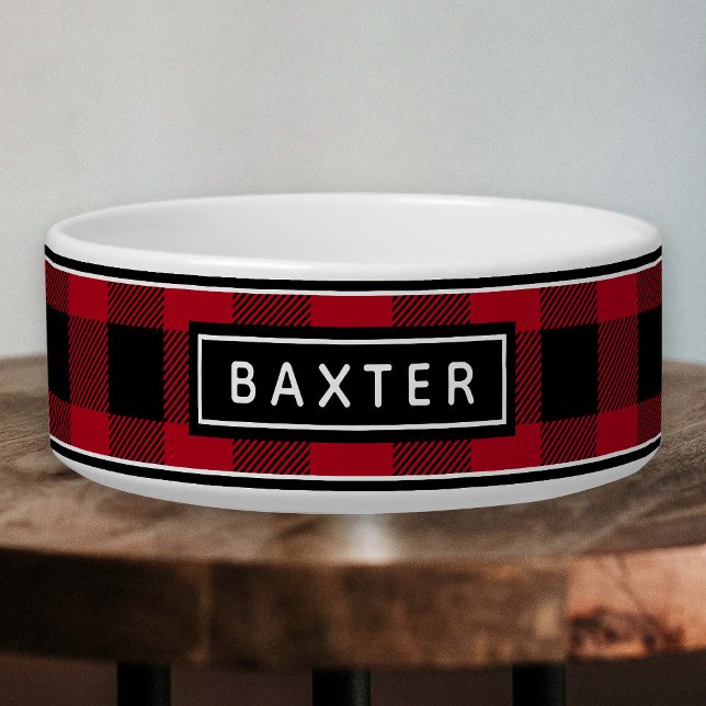 Écuelle Buffalo Plaid Pet Bowl avec nom personnalisé (Créateur téléchargé)