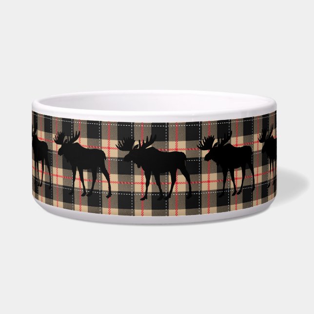 Écuelle Buffle rouge beige Plaid Bull Moose Animal Chien (Devant)