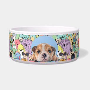 Écuelle Bulldog Anglais Personnalisé Photo & Nom Chien Bow