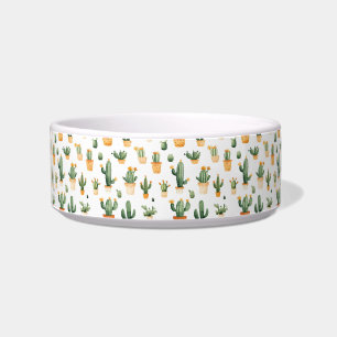 Écuelle Cactus pointillés sur le bol blanc pour animaux