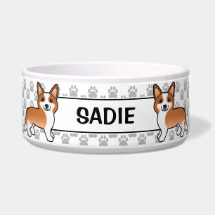 Écuelle Cardigan Welsh Corgi Chien Rouge Et Blanc & Nom