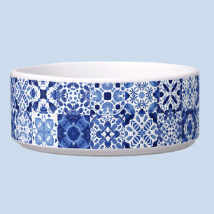 Écuelle Carreaux à motif bleu blanc méditerranéen aquarell
