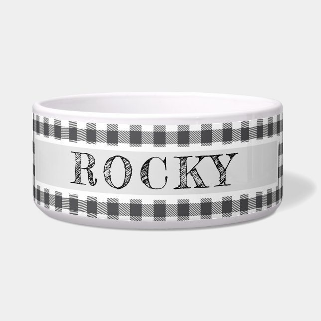 Écuelle Carreaux Rustiques Noir & Blanc de Buffalo Plaid (Devant)