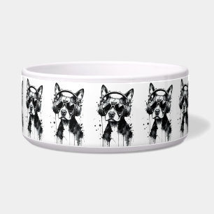 Écuelle Casque Cool Dog Animaux mignons Encre noir et blan