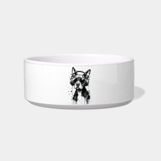 Écuelle Casque Cool Dog Cute Pets Encre noire et blanche