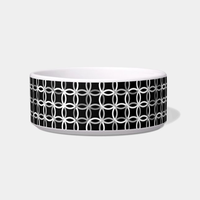 Écuelle Cercles modernes du milieu du siècle, noir, blanc  (Gauche)