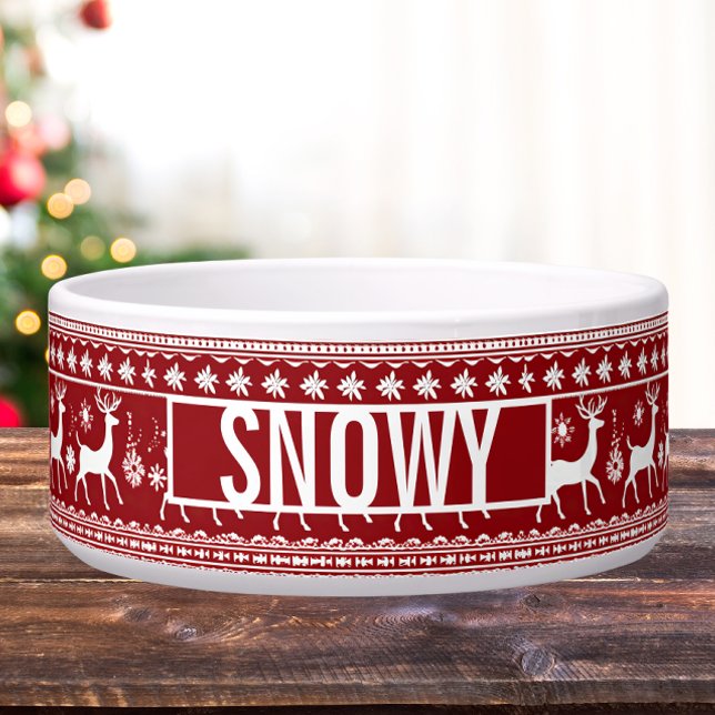 Écuelle Chandail de Noël Inspiré Pet Bowl (Ugly christmas sweater custom pet bowl)