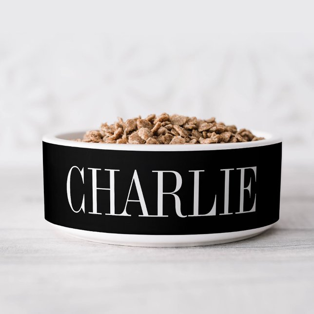 Écuelle Charlie Classic Nom Monogramme | Black (Créateur téléchargé)