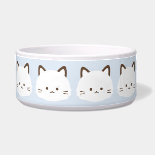 Écuelle Chat au visage mignon sur fond bleu pastel