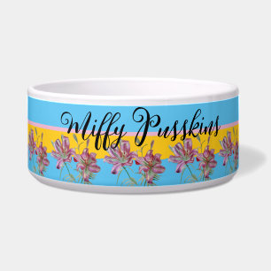 Écuelle Chat Chien Shabby Floral Rose Lily mignonne Nom de