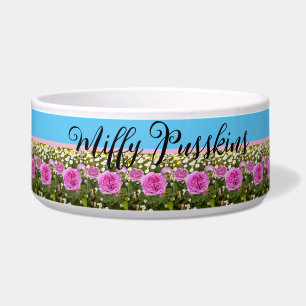 Écuelle Chat Chien Shabby Floral Rose Rose Nom de l'animal