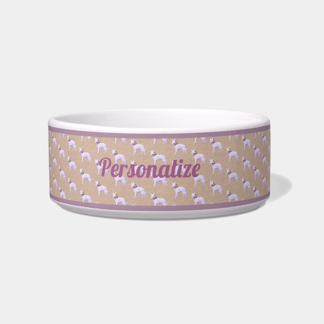 Écuelle Chat de chien mignon blanc Lavande violet Motif ch (Devant)
