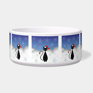 Écuelle Chat de Noël avec des flocons de neige