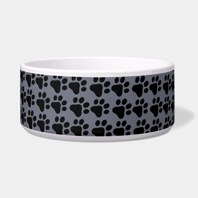 Écuelle Chat / empreintes de pattes de chien - fond gris (Devant)
