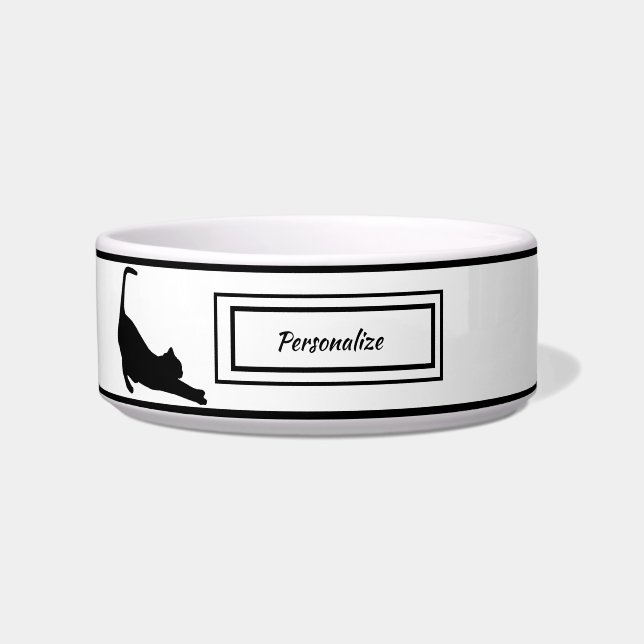 Écuelle Chat noir et blanc élégant en silhouette (Devant)