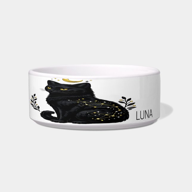 Écuelle Chat noir mystique de constellation céleste (Devant)