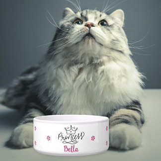 Écuelle Chat Princesse Rose Personnalisé