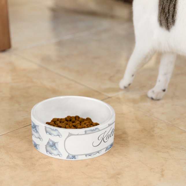 Écuelle Chaton Fluffy Blanc et Gris (Créateur téléchargé)