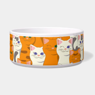 Écuelle Chats blancs et roux motif yeux verts yeux bleus
