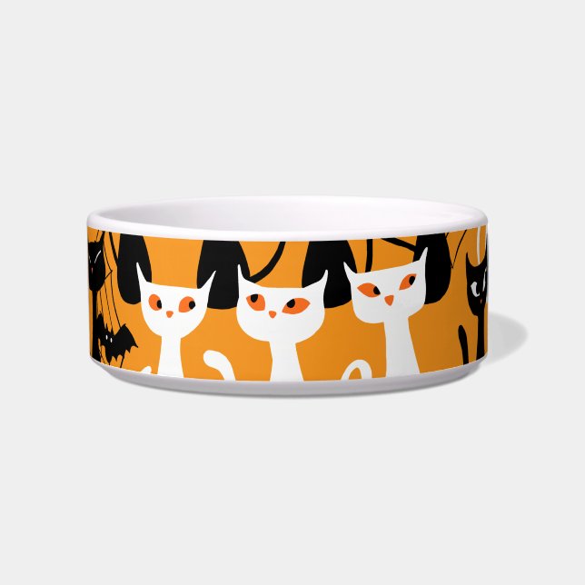 Écuelle Chats d'Halloween éffrayant noir blanc orange (Devant)
