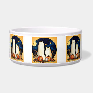Écuelle Chats fantômes blancs et citrouilles