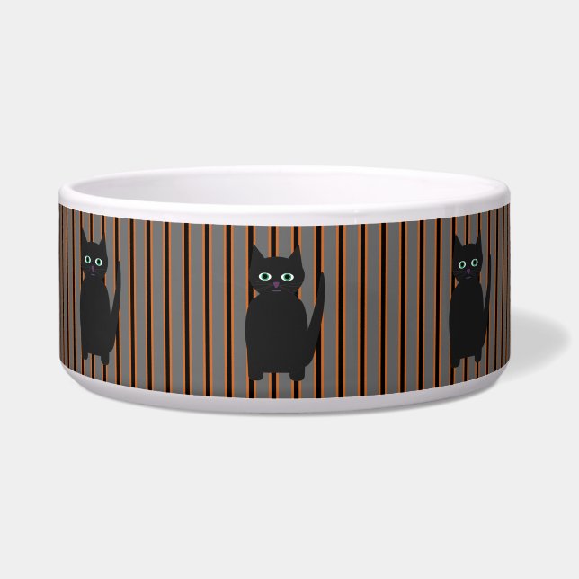 Écuelle Chats noirs de Halloween amusants et élégants (Devant)