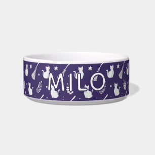 Écuelle Chats simples mignons et étoiles violet Halloween