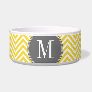 Écuelle Chevron jaune et gris Motif Monogramme personnalis
