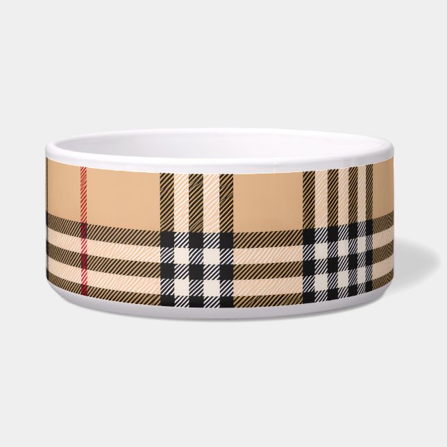 Écuelle Chic Carreaux Base Marron Chaud Blanc Noir Marron  (Droite)