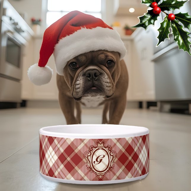 Écuelle Chic Tartan classique Plaid Chien personnalisé (Créateur téléchargé)