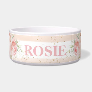 Écuelle Chic Whimsical Blush rose Floral Rose chien chat a