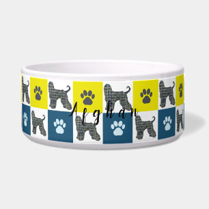 Écuelle Chien à poils et mâcher jaune et bleu