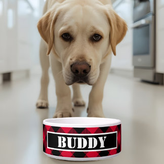Écuelle Chien au motif à carreaux rouge noir Bold Buffalo