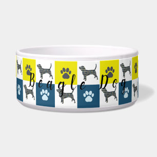 Écuelle Chien beagle & Paw Yellow & Blue Grid