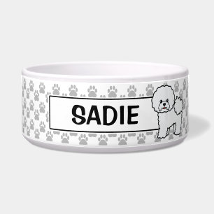 Écuelle Chien Bichon Frise Mignon Avec Nom Personnalisé