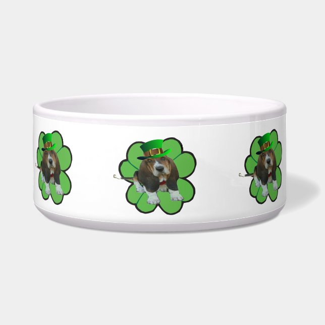 Écuelle Chien Bowl Basset Hound St Patrick's Clover (Gauche)