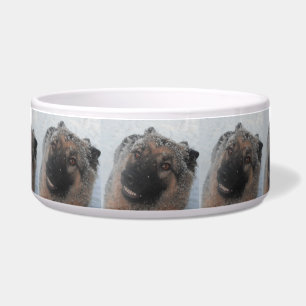 Écuelle Chien Bowl Berger Allemand Dans La Neige Souriant