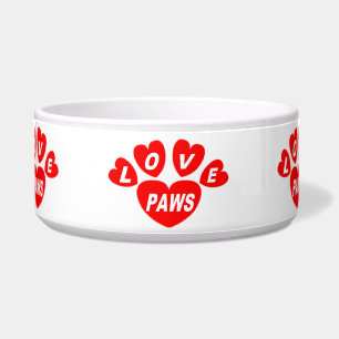 Écuelle Chien Bowl Love Paws Coeurs Rouge