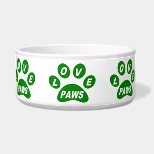 Écuelle Chien Bowl Love Paws on Paws Green
