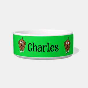 Écuelle Chien Brown avec os personnalisé sur vert