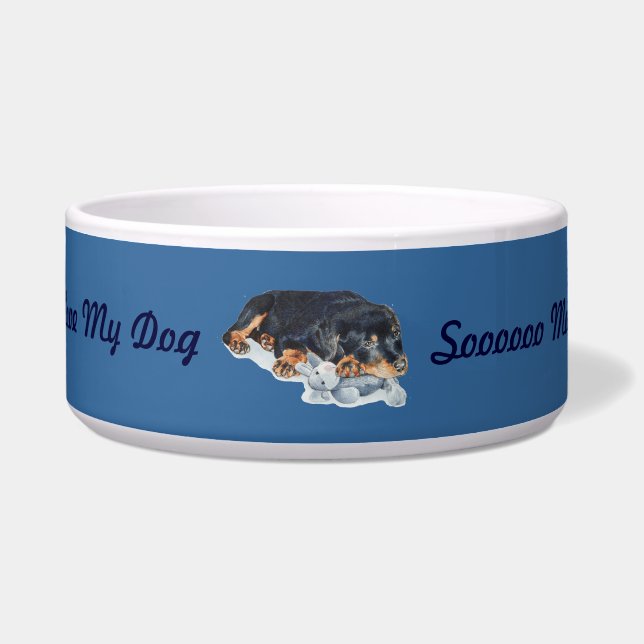 Écuelle chien chiot mignon rottweiler caisson ourson en pe (Devant)