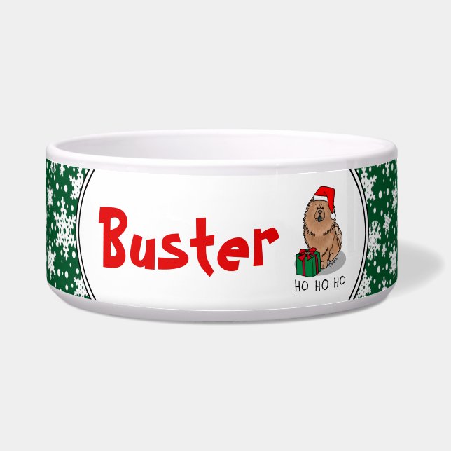 Écuelle Chien Chow Chow Chow de Noël (cannelle) mignonne (Devant)