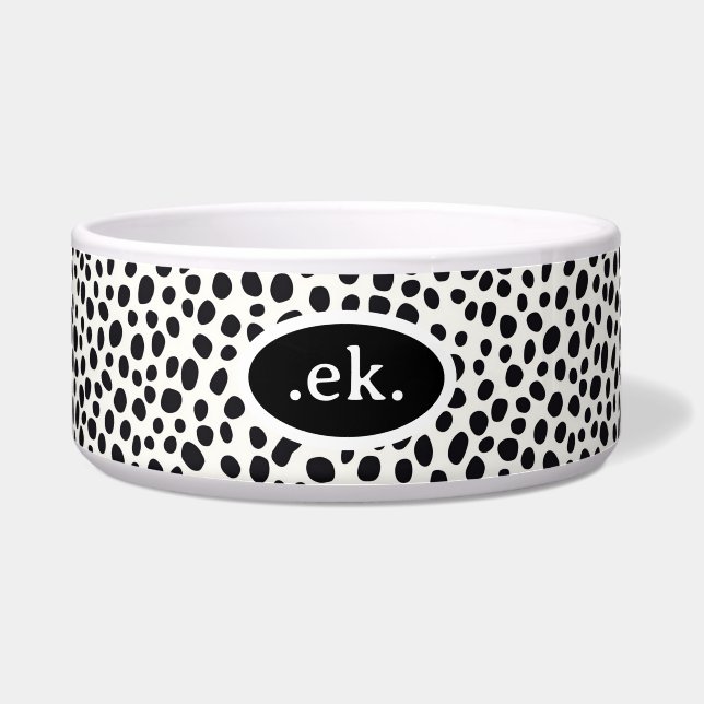 Écuelle Chien dalmate Abstrait Motif Monogramme noir (Devant)