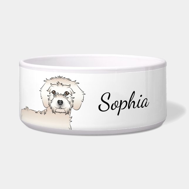 Écuelle Chien de dessin animé Cream Mini Goldendoodle & no (Devant)