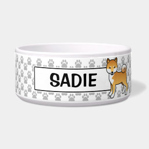Écuelle Chien de dessin animé mignon Shiba Inu rouge avec