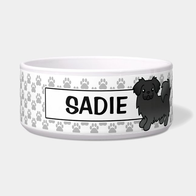 Écuelle Chien de dessin animé Spaniel Tibétain noir (Devant)