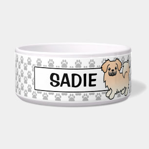 Écuelle Chien de dessin animé Tibetan Spaniel crème