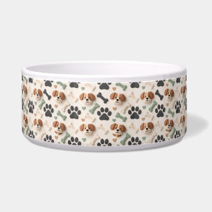 Écuelle Chien en céramique empreinte de patte vert sauge F